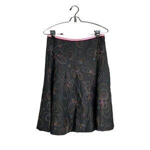 Tibi Retro Large Floral Stitch Embroidered A-Line Skirt Lined Wool Blend 2